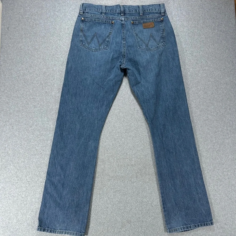 Wrangler Jeans Retro Slim Boot Mens 34x34 Blue Denim Western Cowboy